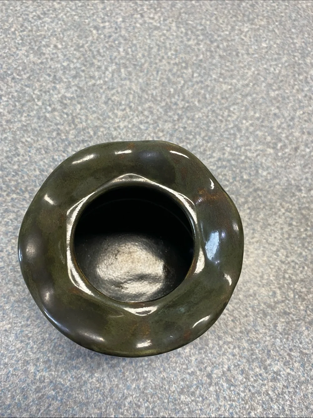 Hand Crafted Olive Green Ceramic Accent Vase